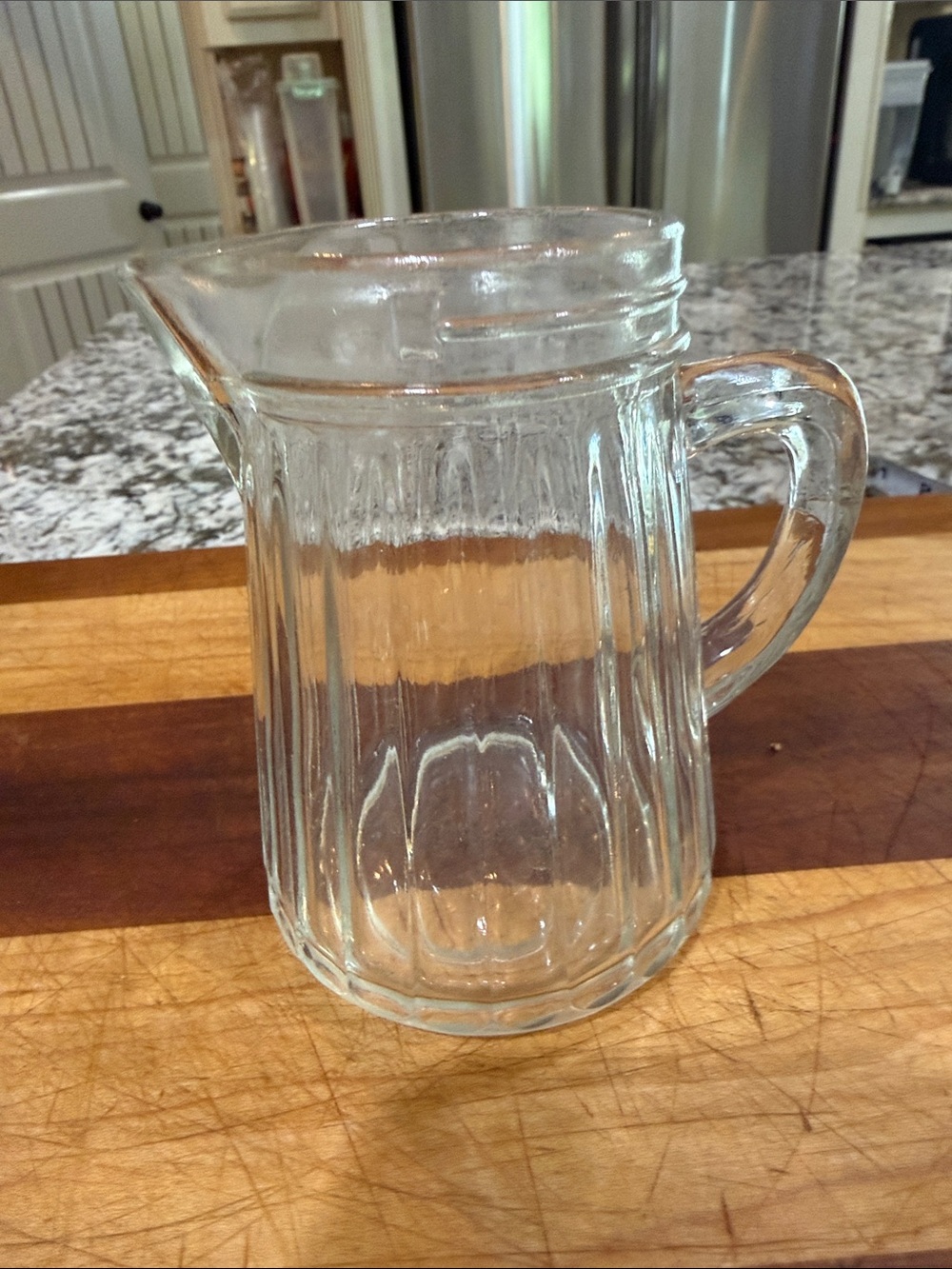 Vintage Clear Ribbed Syrup Pitcher - Classic Glass Serving Pitcher